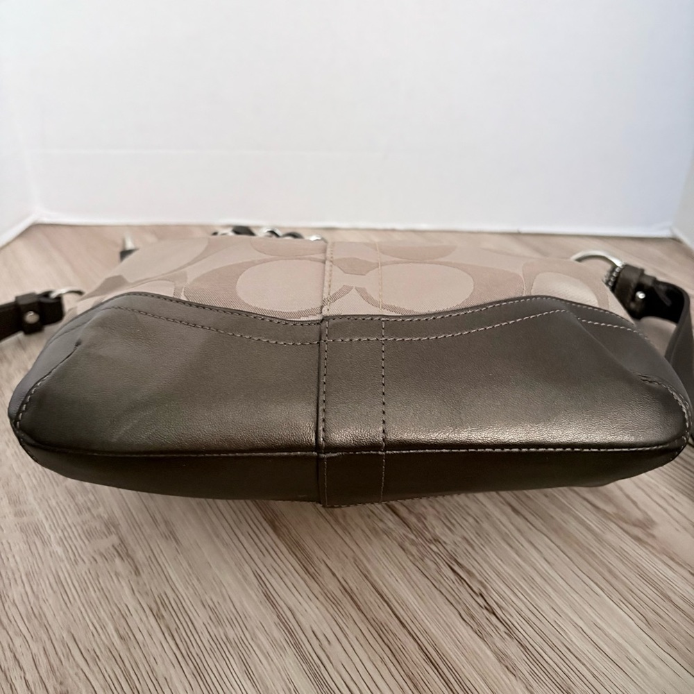 COACH F19730 Signature Chain Brown Beige Convertible Crossbody Shoulder bag - Picture 9 of 14